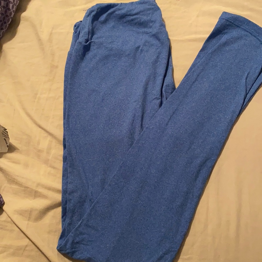 Lularoe OS Blue Feathered Leggings